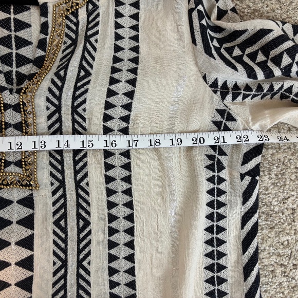 Soft Surroundings Rhea Black Cream Gold Beaded Caftan Dress Women's Size L - Picture 12 of 16